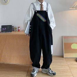 Men's Jeans Men Suspenders Jumpsuits Oversized Rainbow Printing Overalls Summer Straight Casual Pants Vintage Splicing Trousers Male Clothes 230628