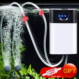 Air Pumps Accessories Oxygen Pump For Aquarium Outdoor Portable Compressor With USB Oxygenator Fishing 2200mAh Fish Tank 230628