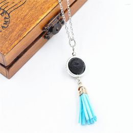 Pendant Necklaces 1pcs) Nature Lava Stone Essential Oil Diffuser Necklace Jewelry Minimalist Taseel