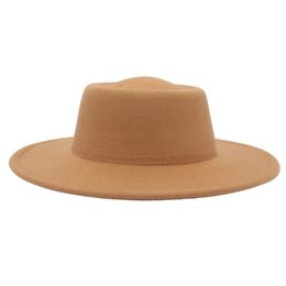 French Fedora Hat Women Wide Brim 8CM Dome Concave Top Felt Hat Men Autumn Winter Faux Wool Derby Wedding Party Top Hat