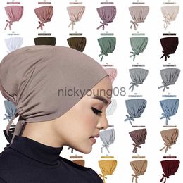Bandanas Soft Cotton Modal Under Cap Inner Hijab Bands Stretchy Muslim Women Bandage Underscarf Bonnet Islamic Turban Headband Adjustable x0628