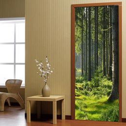 Wallpapers 3D Wallpaper Modern Simple Forest Green Grass Door Sticker PVC Self-Adhesive Waterproof Poster Wall Papers