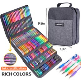 Pens Gel pens Set 12/24 100 Coloured Gel Pen Tip Glitter Gel pens with Canvas Bag Kids Adults Colouring Books