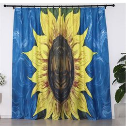 Curtain Custom Blue Sunflower Curtains 3D Blackout For Living Room Bedding Drapes Cotinas Para Sala