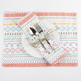 Table Napkin Europe Print Fabric Cotton Linen Placemat Heat Insulation Mat Dining Kids Country Placemats