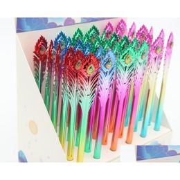 Gel Pens Jeweled Peacock Ink Pen - 0.5Mm Ballpoint In Metal Case For Office School Gifting Drop Delivery Business Industrial Writing Dhhij
