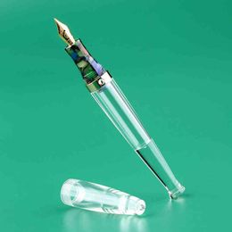 Pens New MAJOHN S5 Resin Dropper Fountain Pen Transparent Iridium 0.38/0.5mm LargeCapacity Ink Storing Writing Gift Ink Pen
