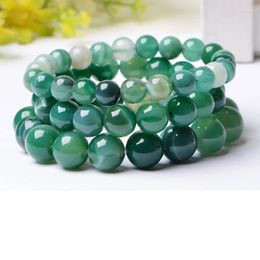 Strand 2023 Price 7.5" Green Agata Bracelet 6mm 8mm Round Beaded Natural Real Gems Stones Elastic For Women Men