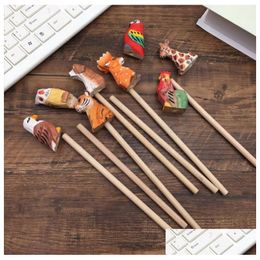 Party Favour Wood Pencil Cartoon Animal Wooden Pencils Unique Supplies Novelty Gifts For School Office Classroom Write Pen Drop Deliv Dhk7G