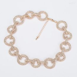 Chains Luxury Full Rhinestones Gold Plated Necklaces Circle Rings Sexy Crystal Rhinestone Chokers