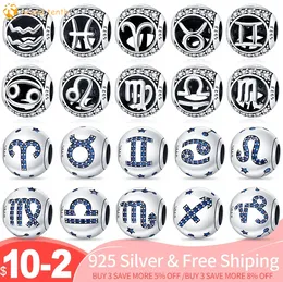 925 Sterling Silver for pandora charms authentic bead DIY Pendant women Bracelets beads twelve constellation pattern