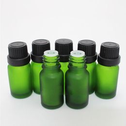 1536pcs lot Green Frost Glass Bottles 10ml Dropper Essential Oil Bottle with Black Cap And Plastic Tip Xkafk