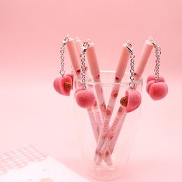 Pens 30PCS new fruit pendant gel pen small fresh peach orange black pendant pen student stationery wholesale