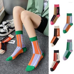 Women Socks Women's Fashion Letter Colour Contrast Spring Stockings Middle Tube Comfortable Girls' Autumn And Winter Street Sports