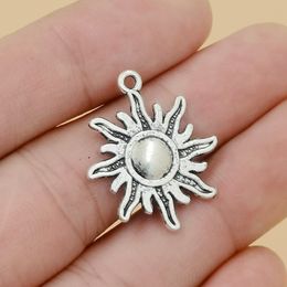 100Pcs Craft Supplies Antique Silver Sun Charms Pendants for Crafting, Jewellery Findings Making Accessory for DIY Necklace Bracelet A-436