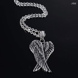 Pendant Necklaces Punk Style Stainless Steel Angel Wing Necklace Retro Fashion Hip Hop Rock Hundred Matching Accessories Gift Wholesale Gord