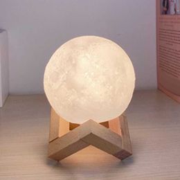 Hot 8cm LED With Stand Electronic Bedroom Night s Kids Gift Moon Light Home Decor HKD230628