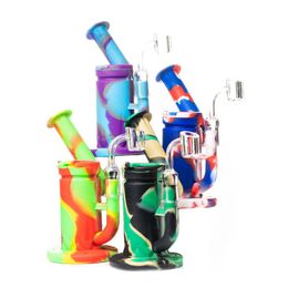 Colourful Smoking Silicone Hookah Bong Pipes Kit Portable Removable Oil Rigs Case Bubbler Herb Tobacco Philtre Bowl Waterpipe Nails Spoon Tip Straw Cigarette Holder