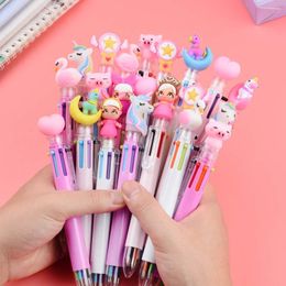 Pens 20pcs/lot Kawaii Cartoon Unicorn Pony 6 Colours Ballpoint Pen Cute Retractable Multicolor Pens Office School Stationery Supplies