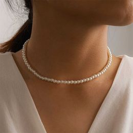 Beaded Necklaces Natural Freshwater Pearl Necklace Women's Collarbone Chain Senior Sense Versatile Beads Pendant Vintage Female Jewellery 230613