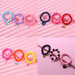 Charm Bracelets Cute Kawaii Stretch Acrylic Candy Colour Beaded Bracelet For Children Teens Girls Jewellery Gifts