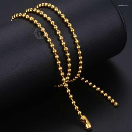 Chains 2/3mm Gold Color Thin Ball Bead Link Chain For Women Men Stainless Steel Necklace Trend Jewelry Accessories Wholesale KN357