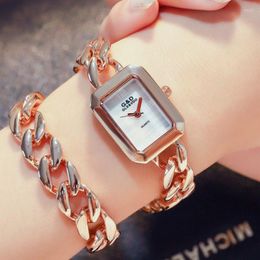 Wristwatches Square Wrist Watch Women Crystal Ladies Wristwatch Bracelet Female Clock Gold Diamond For 2023