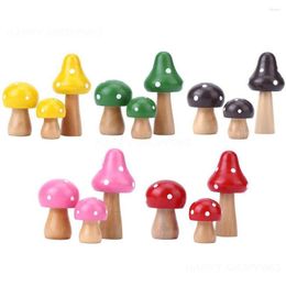 Garden Decorations Mini Mushroom Accessories Solid Wood Crafts DIY Succulent Plant Ornaments Home Office Decoration