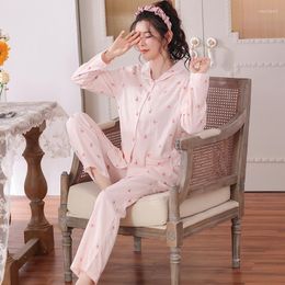 Women's Sleepwear Home Clothes For Young Female Autumn Casual Fruit Print Pyjamas Sets Women Soft Modal Long-sleeve Cardigan Pyjamas