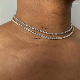 Choker Out Tennis Necklaces For Women Luxury Cubic Zirconia Gold Color Short Chain Hip Punk Male Necklace Jewelry OHN016