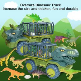 Diecast Model car Kids Dinosaur Car Toy Big Size Dinosaur Transport car Dump Crane Vehicle Truck for Boys Children Christmas Toys Gifts 230627