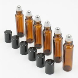 Thick Amber 10ML Glass Roll On Essential Oil Empty Parfume Bottles Roller Ball Travel Use 720Pcs Lot Free DHL Xkwar