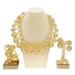Necklace Earrings Set Women Jewellery Brazilian Gold Plated Bracelet Ring Wedding Party Gift