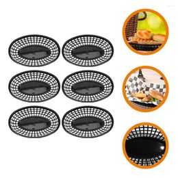 Dinnerware Sets 6 Pcs Snack Basket Serving Plate Oval Baskets Vegetable Fruit Fry Storage Reusable Container Fried Chicken Bread