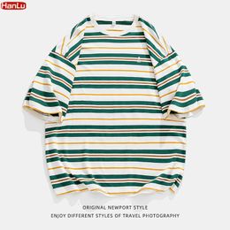 Men's TShirts Hip Hop Streetwear Tshirt Striped Oversized TShirt Cotton Loose Short Sleeve T Shirt 2023 Men Women Fashion Summer Tops Tees 230627