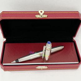 Pens Yamalang Brand Classic Metal Signature Pen Sier with Blue Drill Ballpoint Comfortable Writing Stationery