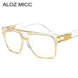 Eyeglass Frame ALOZ MICC Brand Fashion Women Glasses Vintage Men Oversize Clear Lens Eyeglasses Frames Acetate Q15 230628