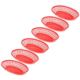 Dinnerware Sets 6pcs Fruit Baskets Kitchen Reusable Oval Breakfast Trays Chips