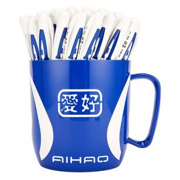 Pens Top Brand Promotions 48pcs Gel Pen Aihao 801a 0.5mm Cap Neutral Ink Pen Exam Essential School and Office Supplies for Smooth