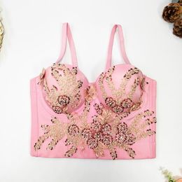 Women's Tanks 3D Butterfly Embroidery Beading Camis Slim Corset For Women Summer Tupe Tops Bra Sexy Streetwear Corselet Bustier