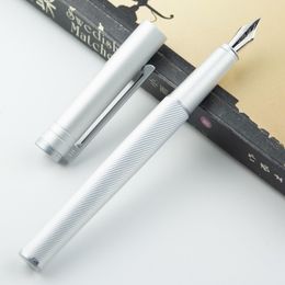 Pens Hongdian H1 Metal Silver Fountain Pen Aluminium Alloy EF/F Nib Writing Office Pen