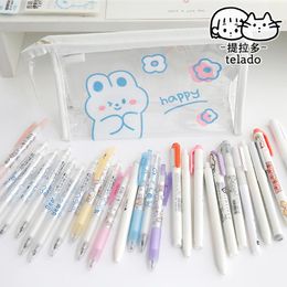 Bags 20 pcs/lot Cartoon Animals Transparent PVC Large Capacity Pencil Bag Portable Waterproof Pencil Case School Office Supplie