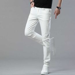 Men's Jeans Designer designer White jeans men's summer thin style trend elastic slim fitting straight tube versatile casual long pants X27B SW5F