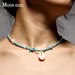 Choker Chokers GIRL Puka Shell Pendants Necklace For Women Starfish Colourful Beads Collier Femme Vintage Bohemian Jewellery DropshipChokers Go