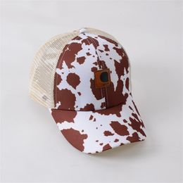 Printed Baseball Cap Female Students Couples' Caps and Sun HatLeather Tag Cows Pattern Trendy for Male