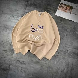 lowew Designer sweatshirt Two Tone Large Embroidered Terry Sweater Loose Korean Edition Student Versatile Long Sleeve Top Trendy lowewwe