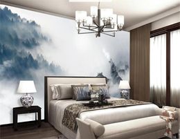 Wallpapers Bacal Customised 3D Printing Wallpaper Mural Chinese Artistic Conception Forest Fog Wolves Modern TV Sofa Background Wall