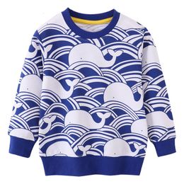 T shirts Jumping Metres Boys Girls Sweatshirts Whale Print Cotton Kids Clothes Long Sleeve Children's Sport Shirts Tops 230627