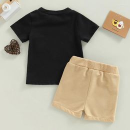 Clothing Sets 0-3T Born Baby Boys Summer Outfits Letter Print Short Sleeve T-shirt And Stretch Casual Shorts Set Tracksuit For Children