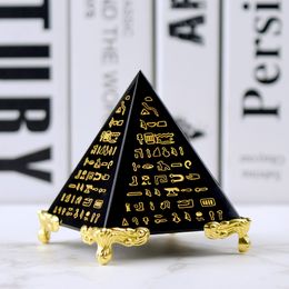 Decorative Objects Figurines Egypt Crystal Obsidian Pyramid Model Natural Energy Healing Feng Shui Home Decor Living Room Decoration Paperweight 230628